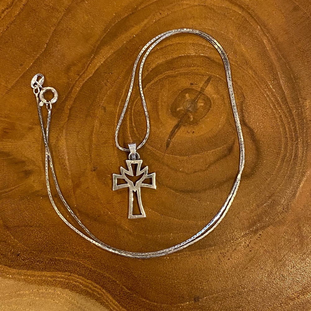 RETIRED James Avery Open Descending Dove Cross, Sterling Silver